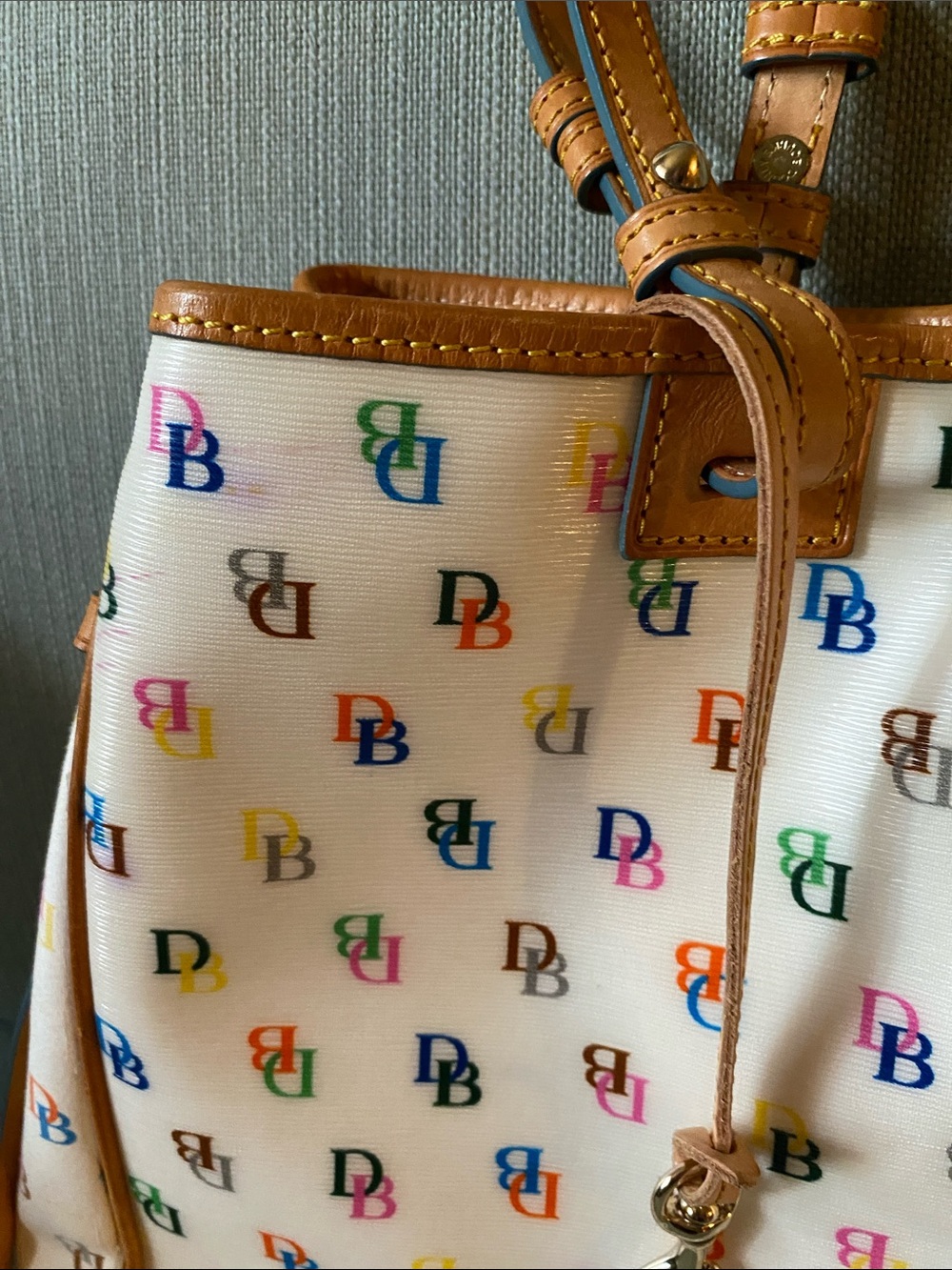 Vintage Dooney and Bourke Monogram Rainbow Tote - Picture 4 of 9